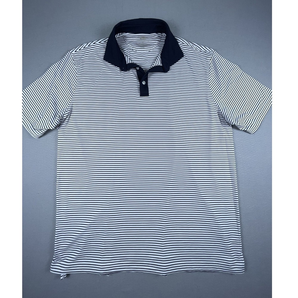 Hart Schaffner Marx Polo Mens XL White Black Luxury Performance Golf‎ Shirt